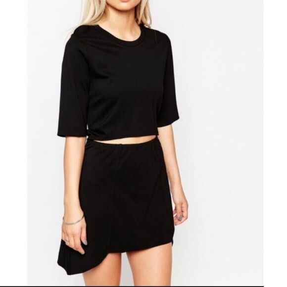Asos D.RA Black Cut Out Front Dress 3/4 Sleeves XS - Picture 8 of 8